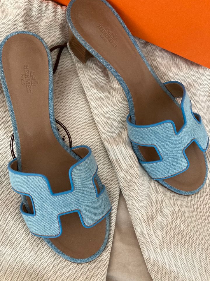 HERMES Hermès Oasis Oran Sandalen 39 Jeans Bleu Clair in München