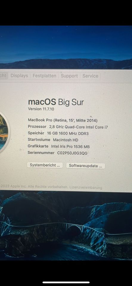 Apple MacBook Pro 2014 15,4"' i7 2,8 GHz 1 TB SSD 16 GB silber in Hamburg