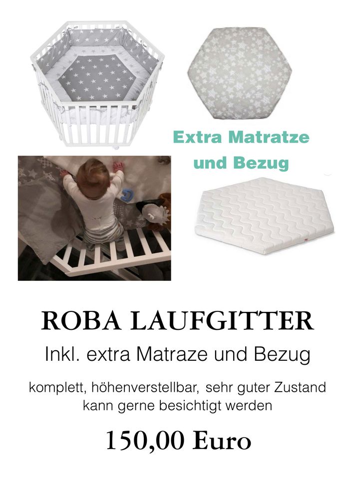 Roba Sechseck-Laufstall/Laufgitter & Roba Wiege ADAM und EULE in Heiligenhaus