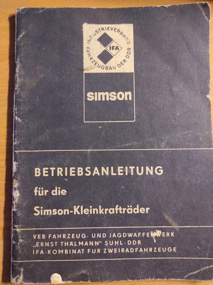 Betriebsanleitung Simson Kleinkrafträder IFA DDR in Dahlen