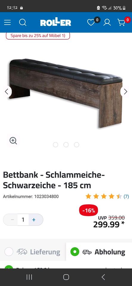 (Bett-)bank Schlammeiche schwarz 185cm in Alheim