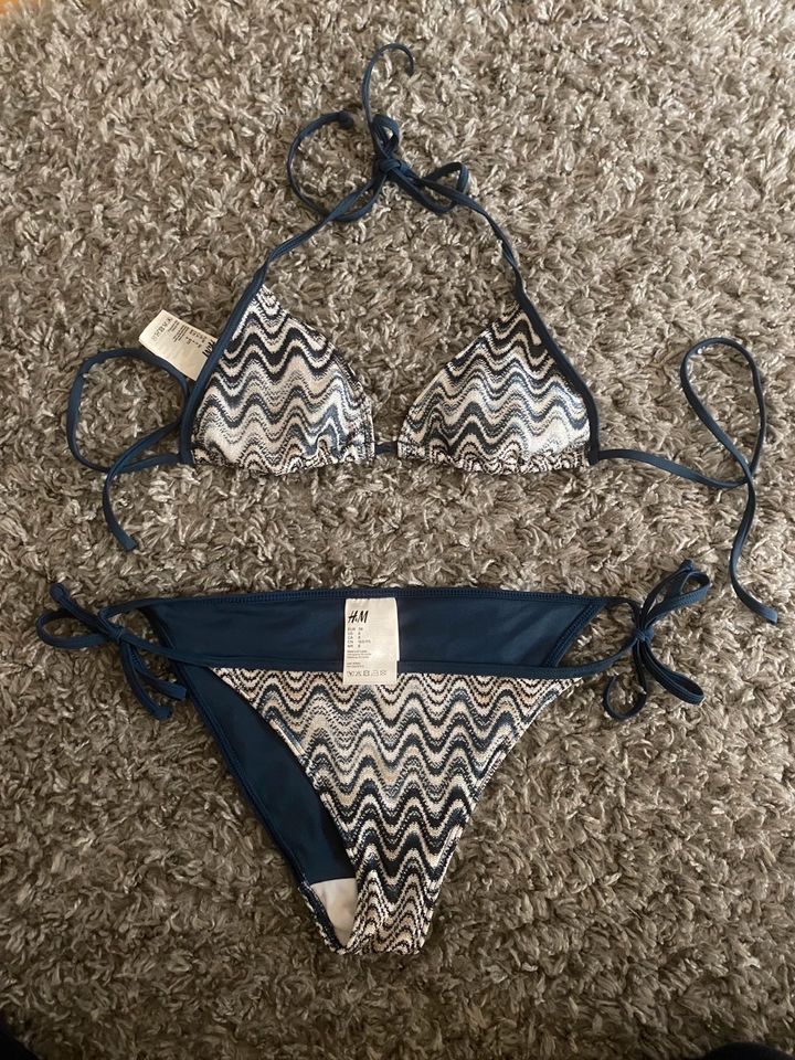 H&M Bikini Hose 38 Oberteil 36 blau weiß Triangel in Wetter (Ruhr)