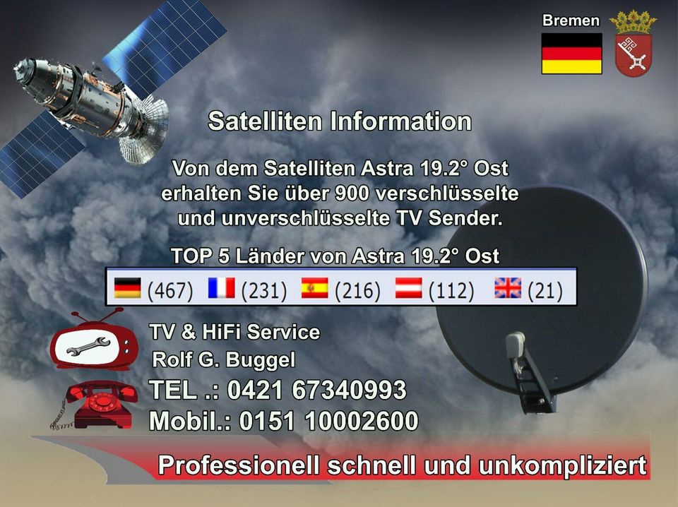 SAT-Spiegel, TV- Service SAT- HOT BIRD-Einmessung SAT Finder in Bremen