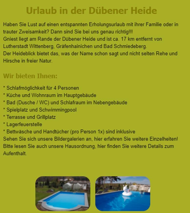 Ferienhaus mit Pool - Dübener Heide - 1 Woche Erholungsurlaub in Kemberg