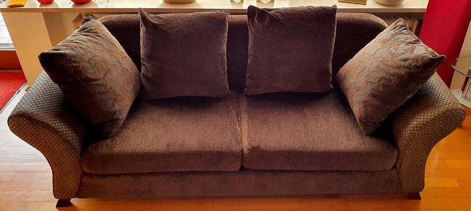 XXL Lounge Sessel inkl. Fußbank und 3-Sitzer Sofa, dunkelbraun in Dasing