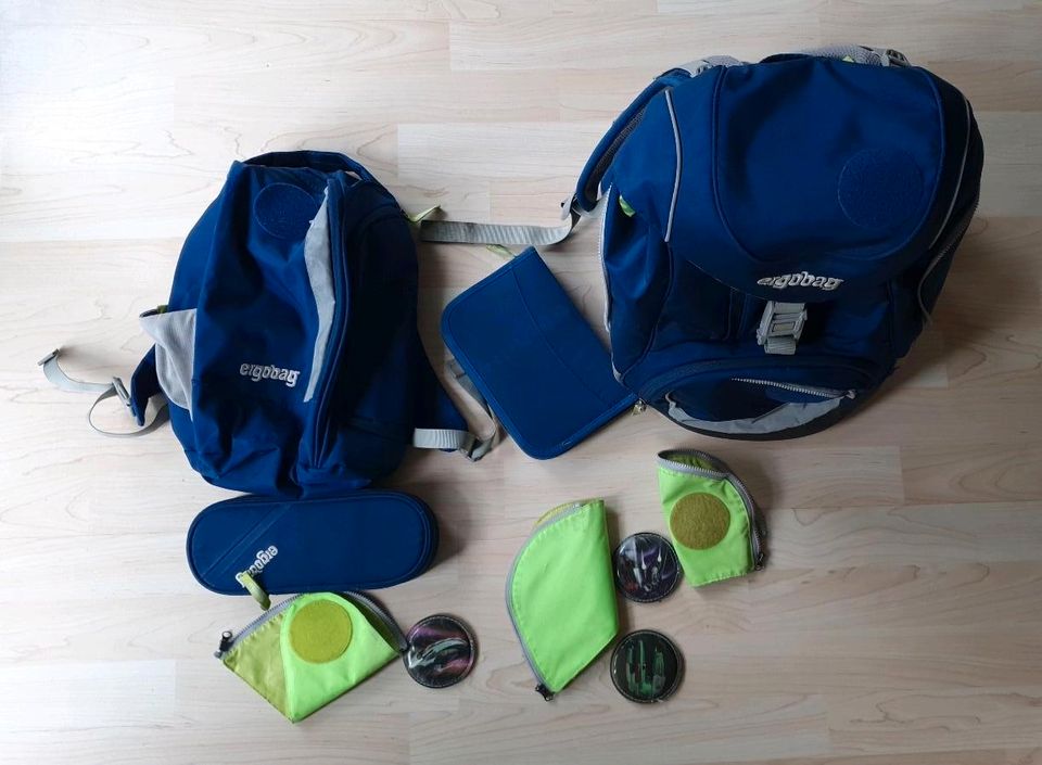 Ergobag Set blau, Schulranzen, Sportbeutel, Federtasche, Kletties in Tangstedt 