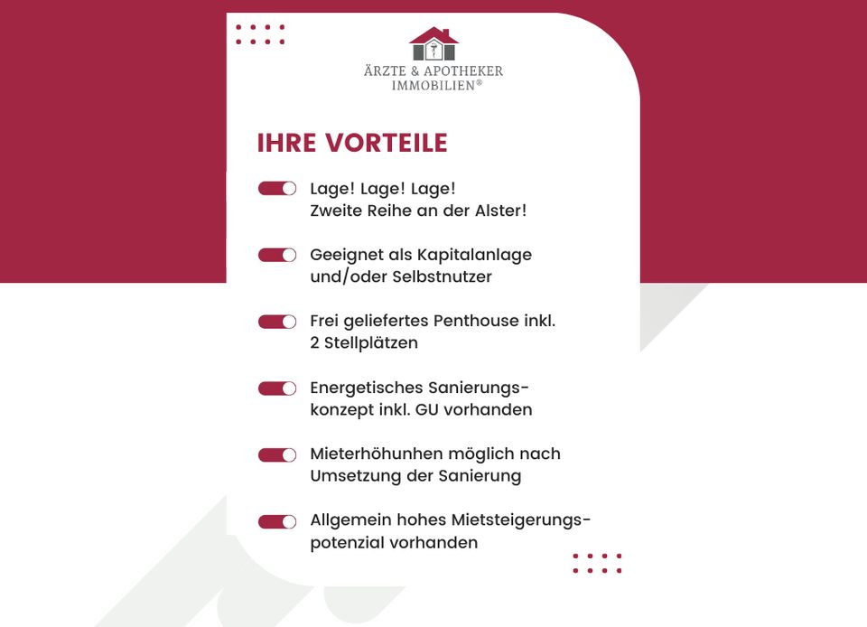 Zweite Reihe Alster: Mehrfamilienhaus in Bestlage mit frei geliefertem Penthouse! in Hamburg