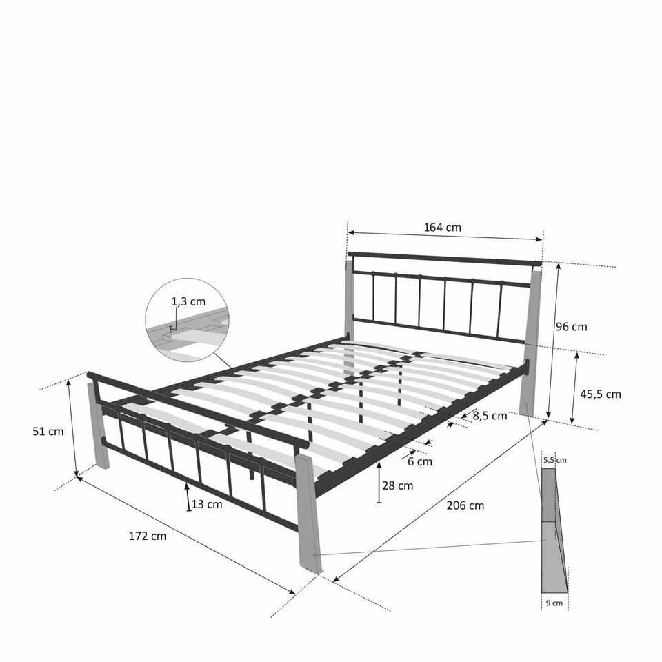 Metallbett Doppelbett 160x200 cm Bettgestell Lattenrost VB130€* in Magdeburg