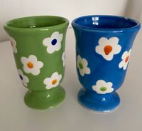 2x Tasse grün blau Kaffeetasse Blümchen Becher handbemalt Blumen Nordrhein-Westfalen - Geldern Vorschau