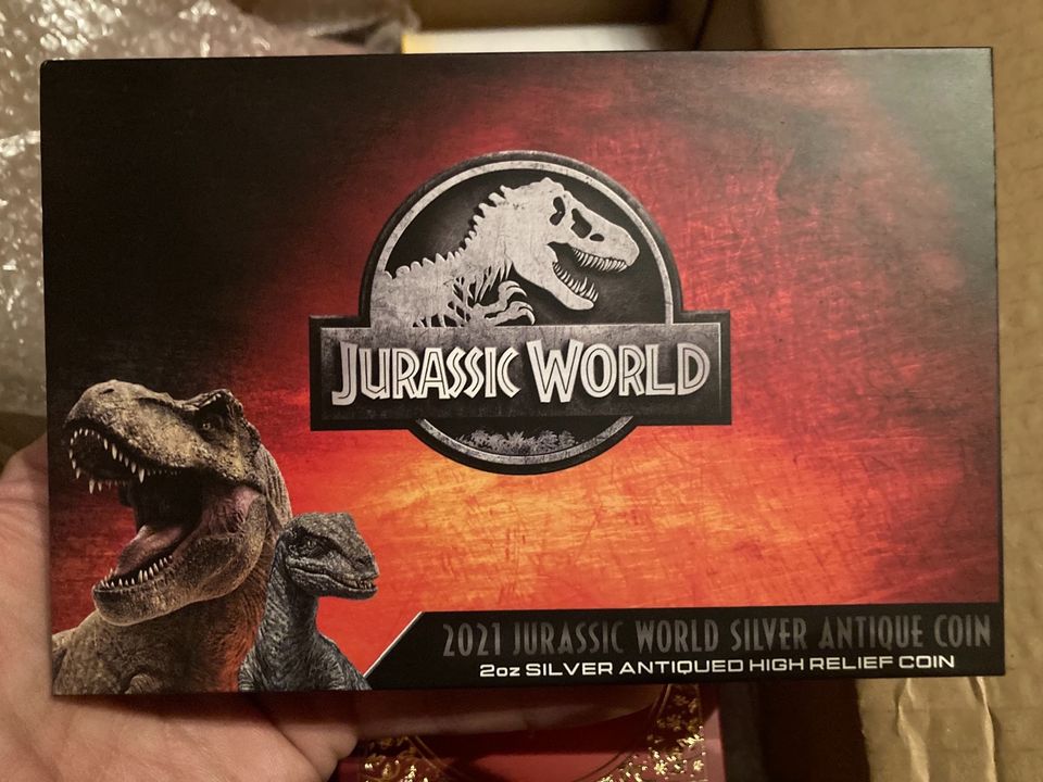 Jurassic World 2 OZ Silber Antique Finish 2021 Mintage 500 RAR in Dresden