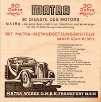 Matra-Werke Frankfurt -Werbung Reklame -Anzeige Vintage-Deko 1949 Baden-Württemberg - Steinen Vorschau