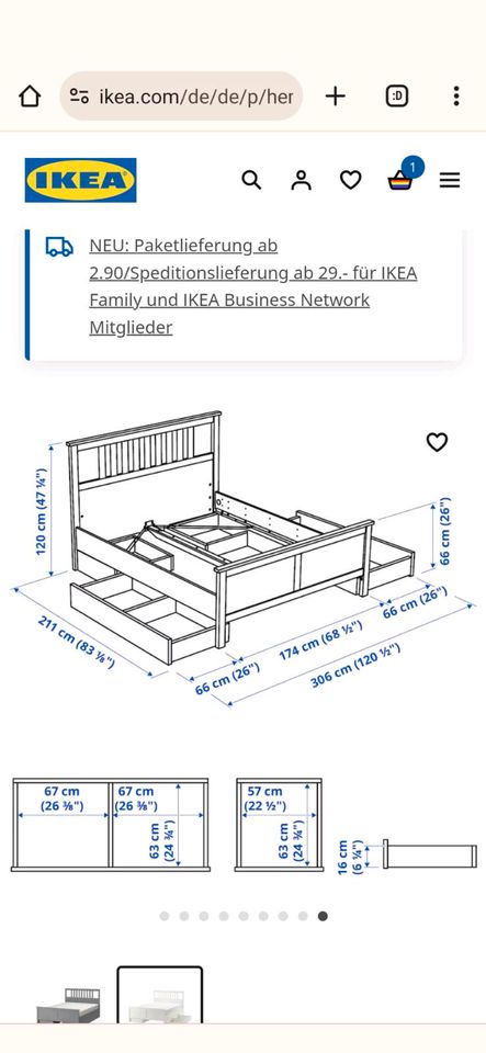 Ikea Hemnes Bettgestell 160x200 schwarzbraun mit 4 Schubladen in Hamburg