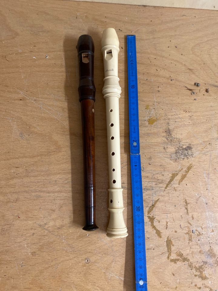 Instrumente Sammlung: Tamburin, Ukulele, Flöten und Notenständer in Neufahrn