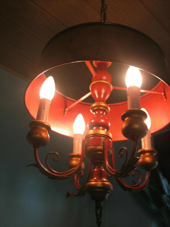 Kronleuchter 4 armig handbemalt Dekoration Vintage alte Lampe in Trier