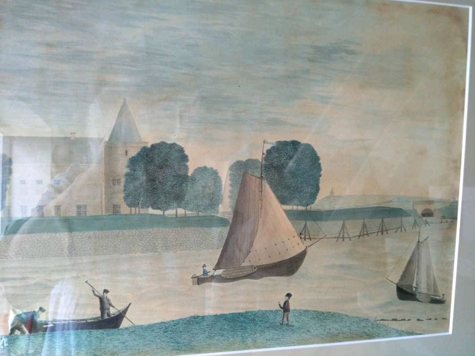 Aquarell Bild Gemälde  antik Holland 1859 signiert in Lüneburg