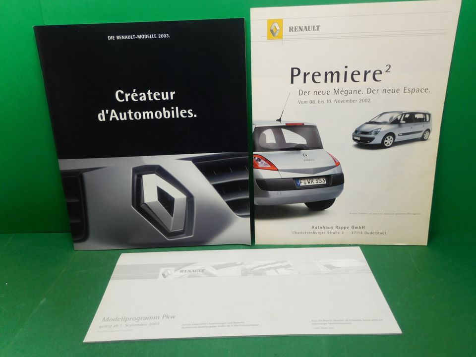 Renault Modell Modellprogramm PKW 2003 Prospekt Broschüre Katalog in Klein Rönnau