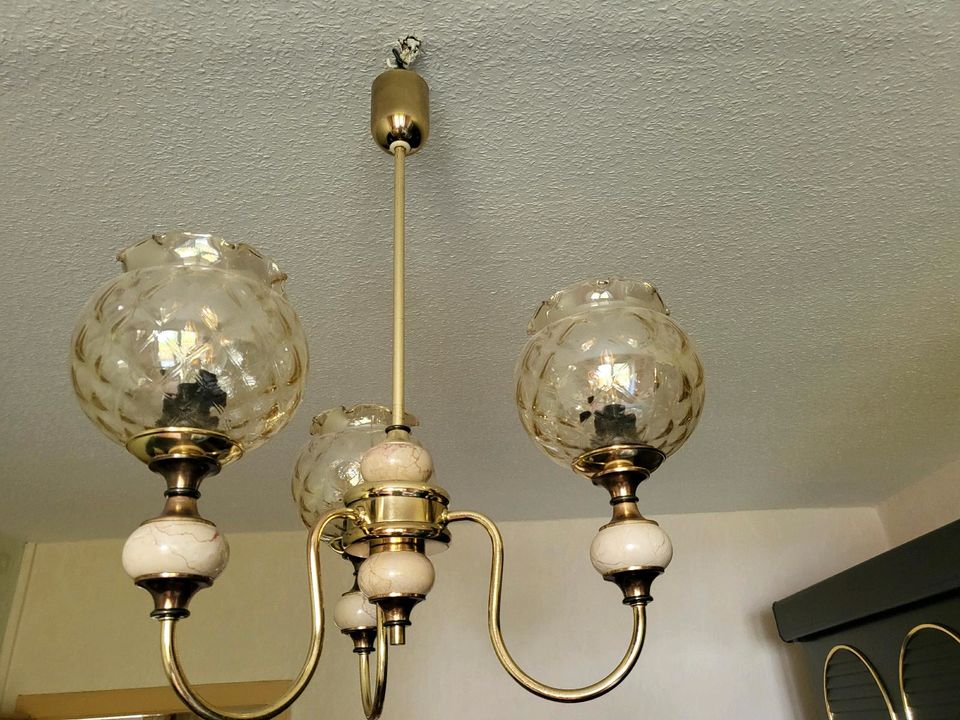 Kronleuchter // Deckenlampe alt vintage Gold/ Marmor Obtik in Güstrow