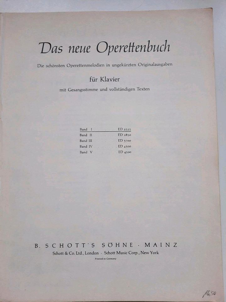 Notenheft Operettenbuch in Düsseldorf