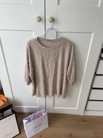Zara Top L beige nude Perlen Shirt t-Shirt Bluse bestickt Strick Bayern - Aichach Vorschau