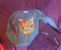 H und m Outfit Pailletten Katze Pulli 110/116 Hessen - Marburg Vorschau