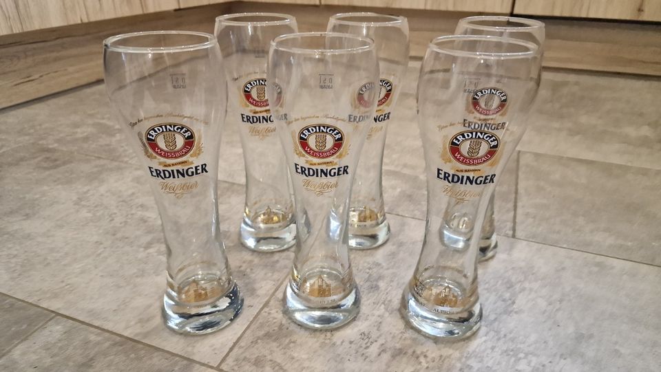 13 Biergläser Hefeweizen Weißbier Erdinger Karg in Mellingen