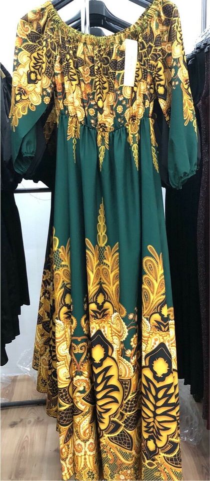 Gold Muster Designer Maxi Kleid schwarz A Schnitt Damen Kleider in Mainz