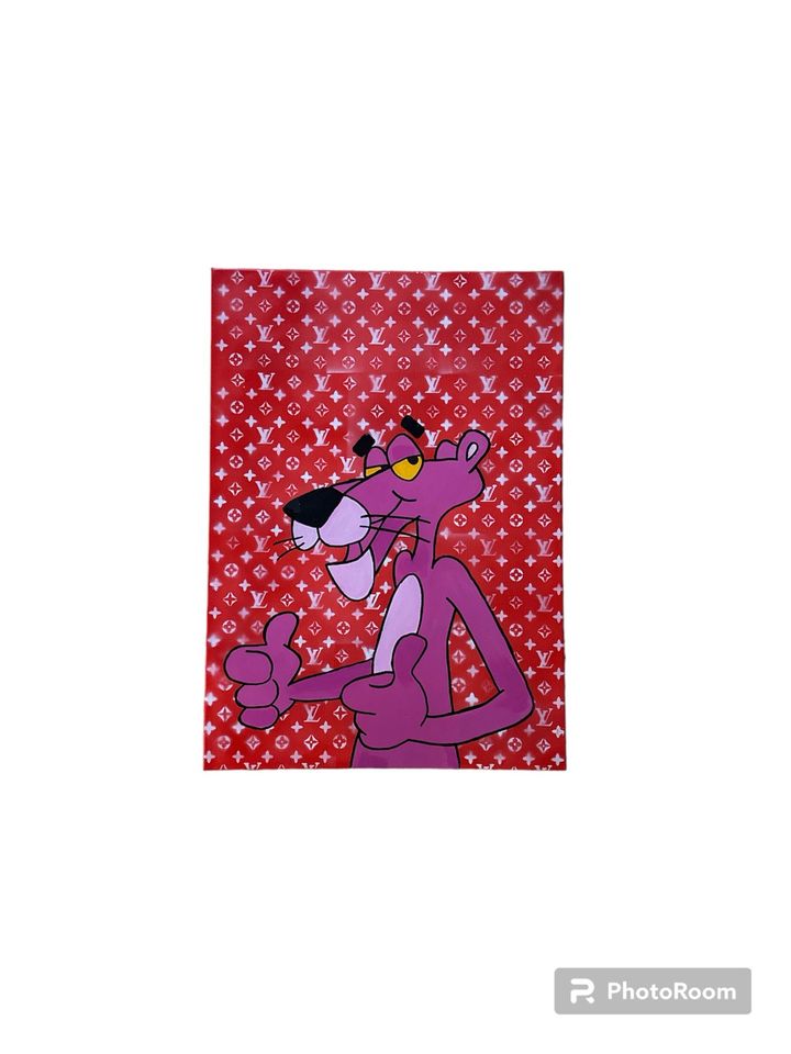 Bild Unikat Leinwand Gemälde „Pink Panther“ 50x70cm in Gleichen