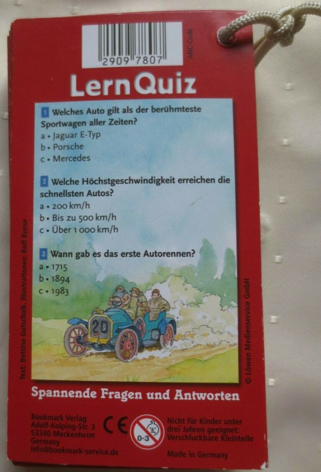 Lernquiz Fahrzeuge, 48 Fragen u.Antworten in Kartenform, am Band in Bremen