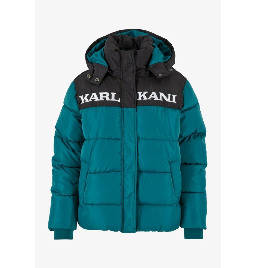 Karl Kani Winterjacke Pufferjacket Retro in türkis / grün Gr. L in Kropp