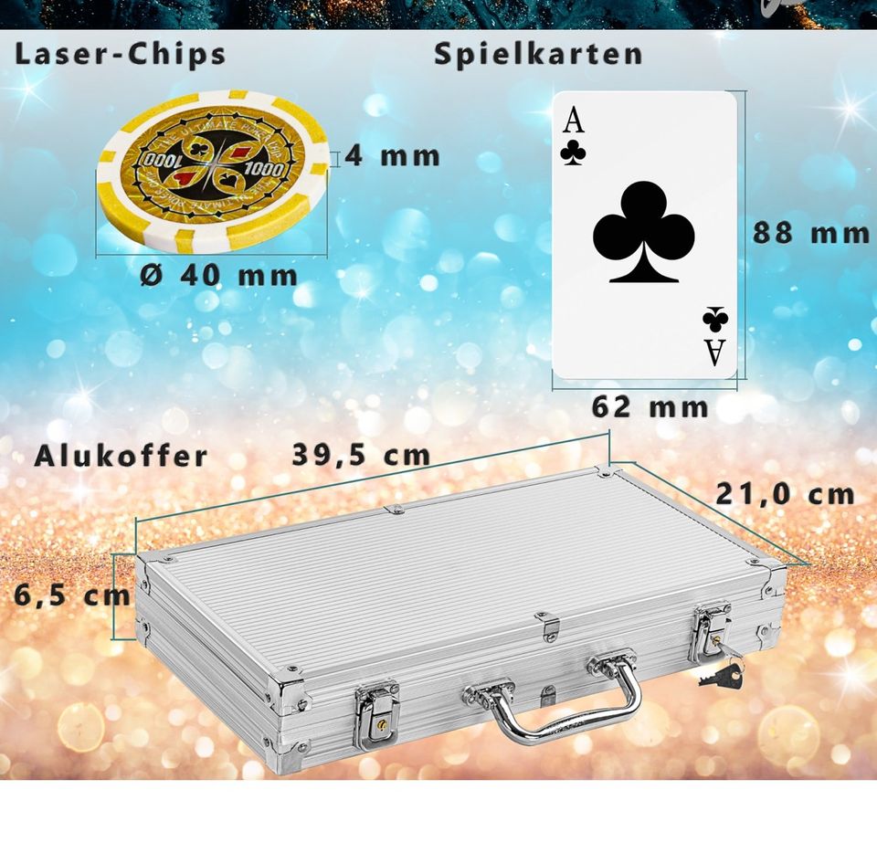 Pokerkoffer, 300 Laserchips, inkl. Koffer in Maintal