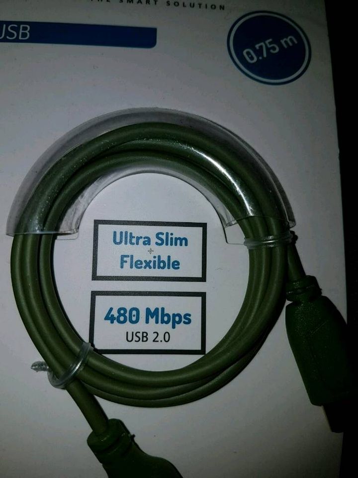 Micro USB Kabel 0,75m grün Ladekabel Cable  vergoldet in Paderborn