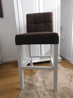 Hocker mit Lehne, braun, Holz, dicke Polsterung, hoher Stuhl Nordrhein-Westfalen - Schöppingen Vorschau
