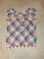 Tom Tailor Bluse Blusenshirt 42 L XL apricot blau weiß kariert Hessen - Büttelborn Vorschau