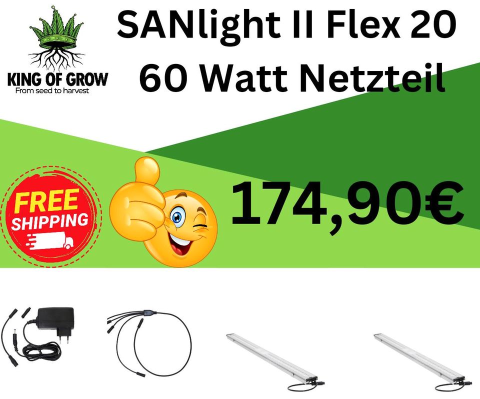 2 x SANlight Flex 20, Y-Verteiler, 60Watt Netzteil, Grow in Bretten