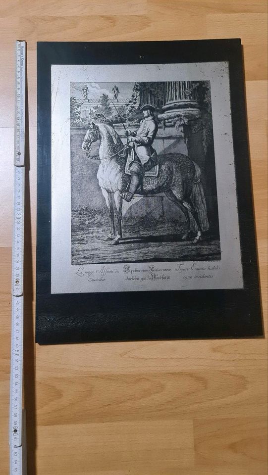 Kunstdruck Postur eines Reiters von Johann Ridinger 48×36cm in Oberstadion