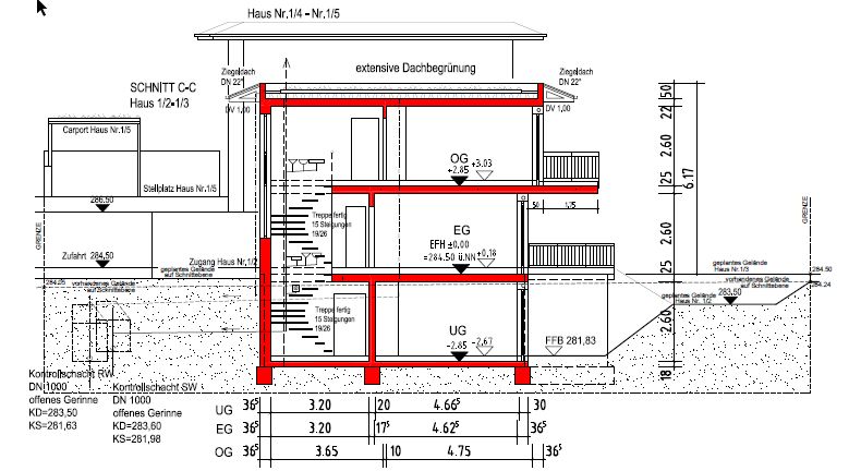 Neubauprojekt in Hochdorf, schöne DHH, 2 Terrassen, Balkon, Garten, KfW55, Carport und Stellplatz in Hochdorf