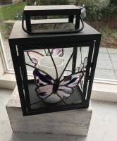 Laterne Tiffany Glas Schmetterling Blume Eigene Handarbeit pink Niedersachsen - Haren (Ems) Vorschau