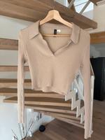 Kurzes langarm Shirt beige H&M Gr. M Bayern - Coburg Vorschau