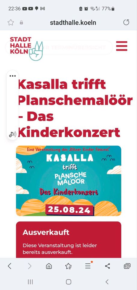 SUCHE Kinder-Konzertkarten Kasalla trifft Planschemalöör 25.08.24 in Köln