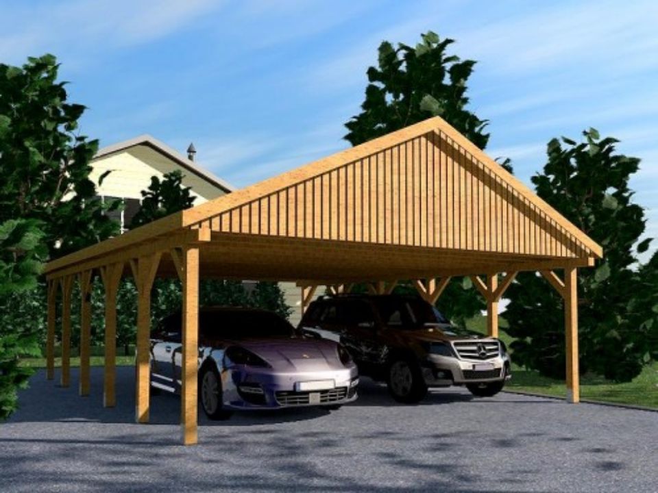 Carport 6,00x9,00m, Doppelcarport, Spitzdachcarport, Unterstand in Moormerland