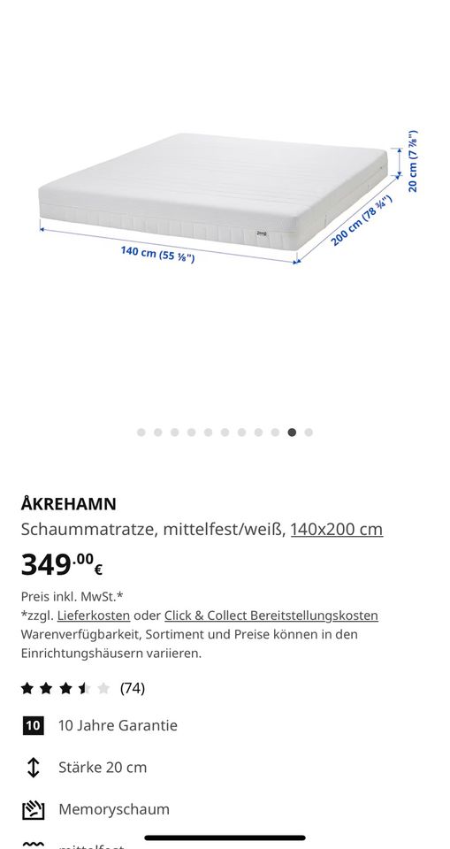 Verkaufe meine neue Matratze 140*200 in Nürnberg (Mittelfr)