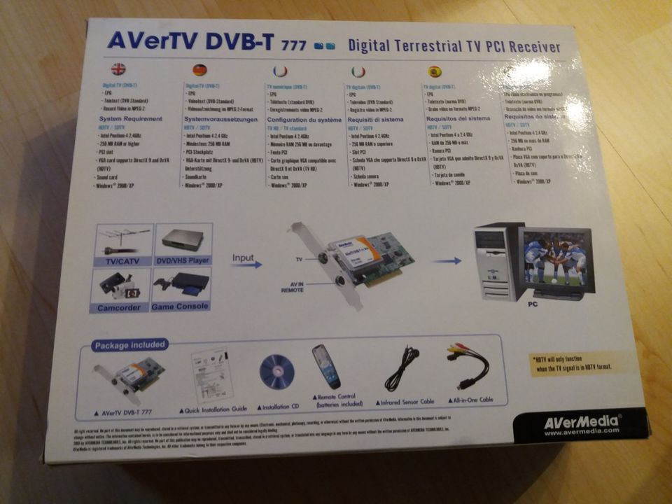 AVER Media DVB-T 777 PCI Receiver unbenutzt in Michendorf