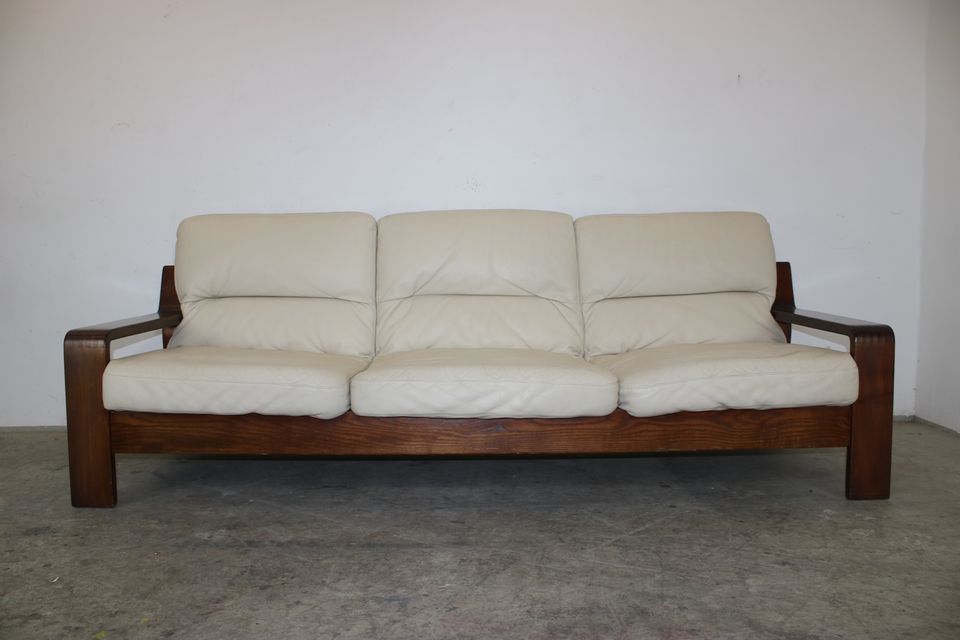 Dresitzer Couch von Rolf Benz Beige Leder Eichegestell Sofa 80er in Berlin