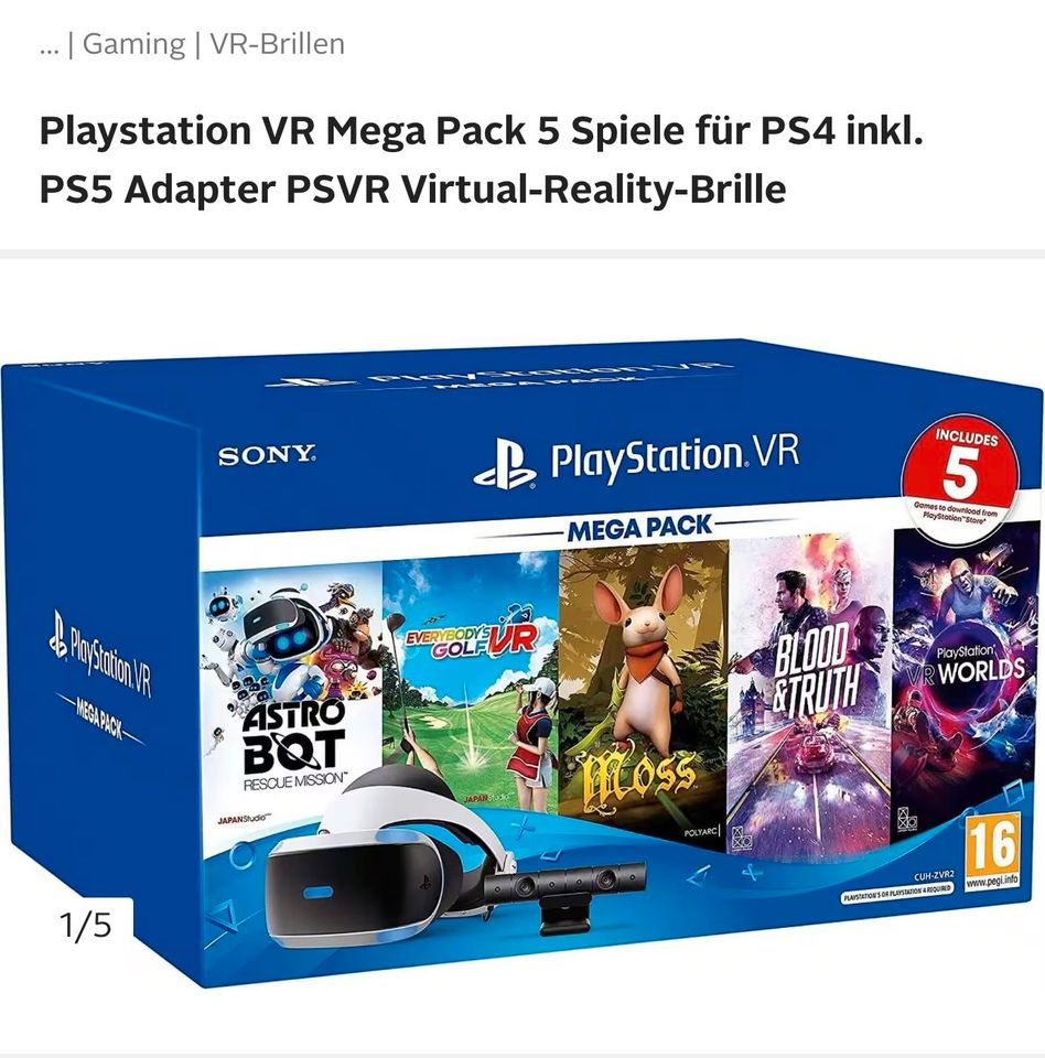 PlayStation VR Mega Pack 5 spiele für PS4 inkl.PS5 Adapter PSVR in Essen