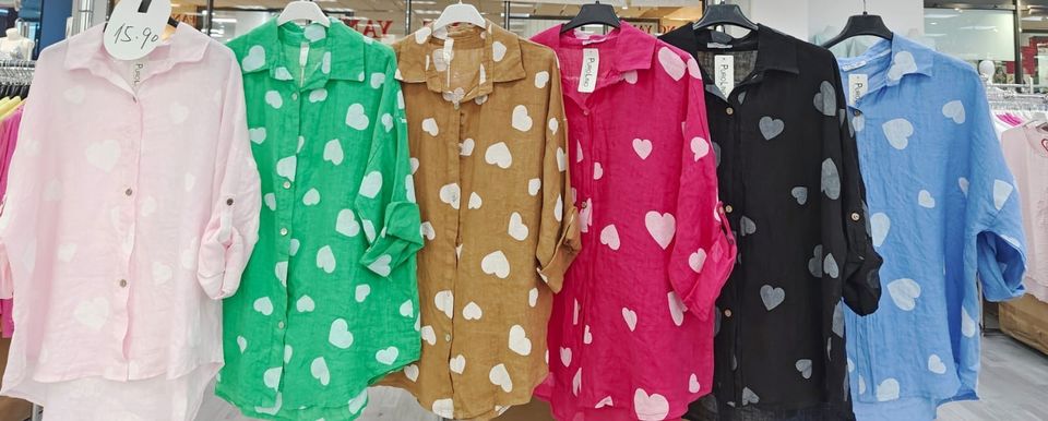 Damen Leinen Tunika Bluse Hemd mit Herz Motiv l xl 2Xl in Groß-Gerau