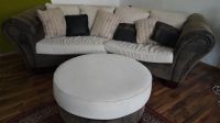 Bequemes, großes Sofa mit vielen Kissen | beige-braun + Hocker Berlin - Lichtenberg Vorschau