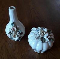 Set Keramik Vase + Dose mit plastischem Blumendekor Sachsen-Anhalt - Gardelegen   Vorschau
