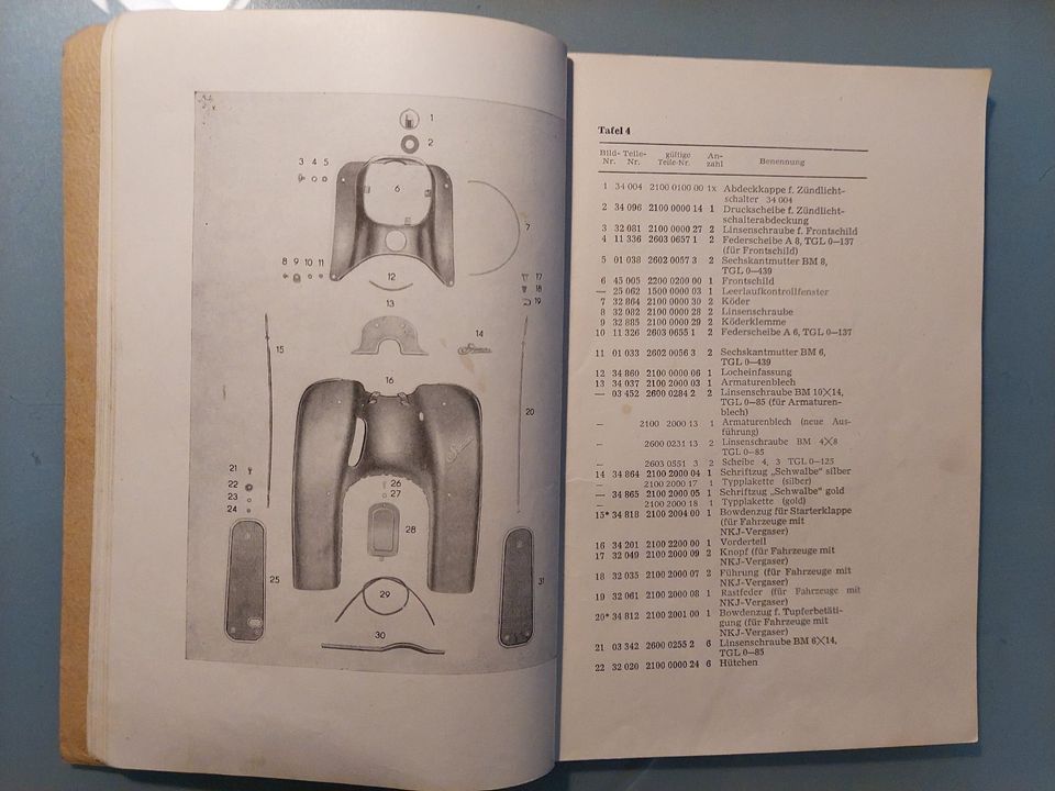 Original DDR Ersatzteilkatalog für SIMSON Schwalbe KR51 / KR 51 in Trebur