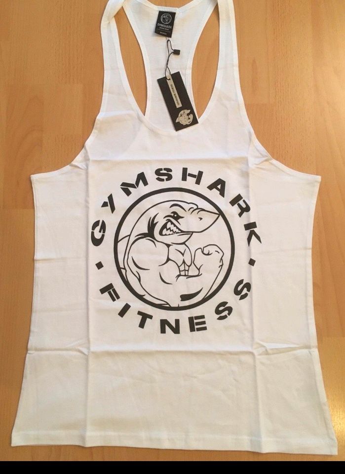 Gymshark Tanktop Stringer Gr M Neu mit Etikett Weiß schwarz in Burscheid