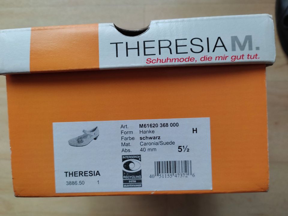 Theresia M. Halbschuhe Pumps Leder Gr. 38,5 Schwarz, NEU in Tübingen